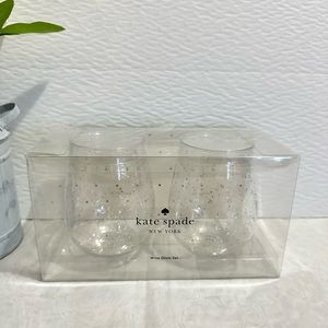 Kate Spade silver glitter stemless wine glass set